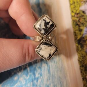 NWT Sterling Silver White Buffalo Statement Ring – Adjustable